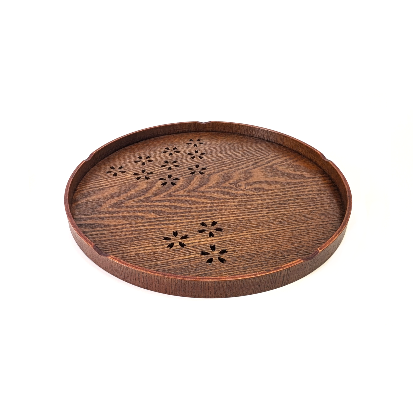 Urushi Wooden Round Tea Tray Brown