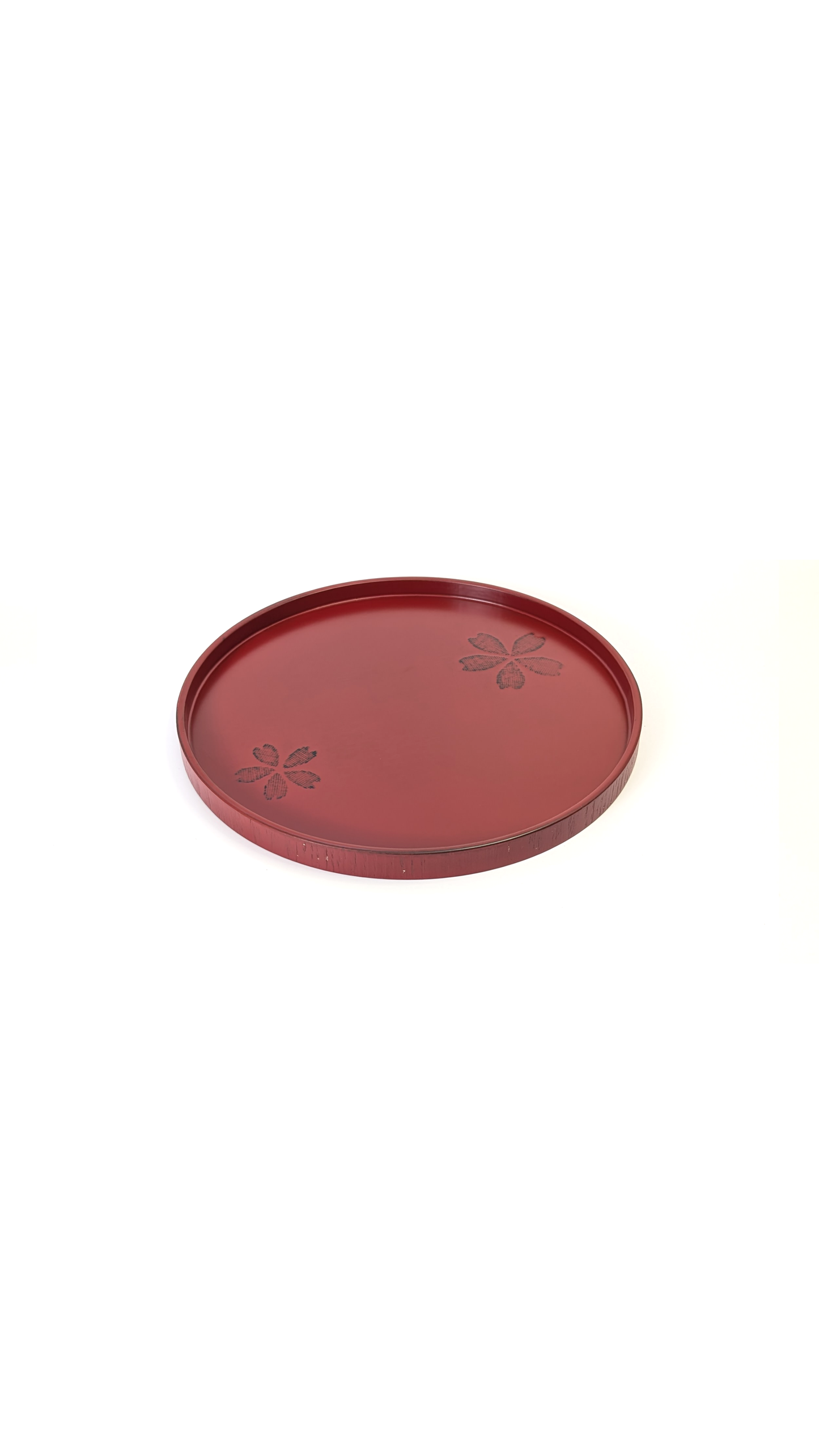 Urushi Wooden Round Tea Tray Red