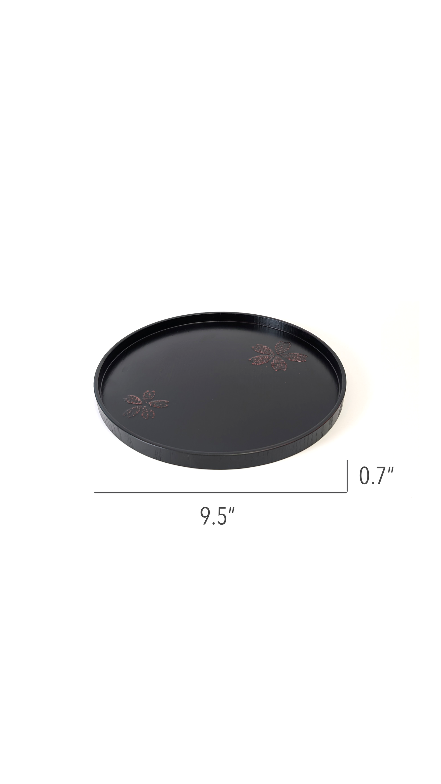 Urushi Wooden Round Tea Tray Black