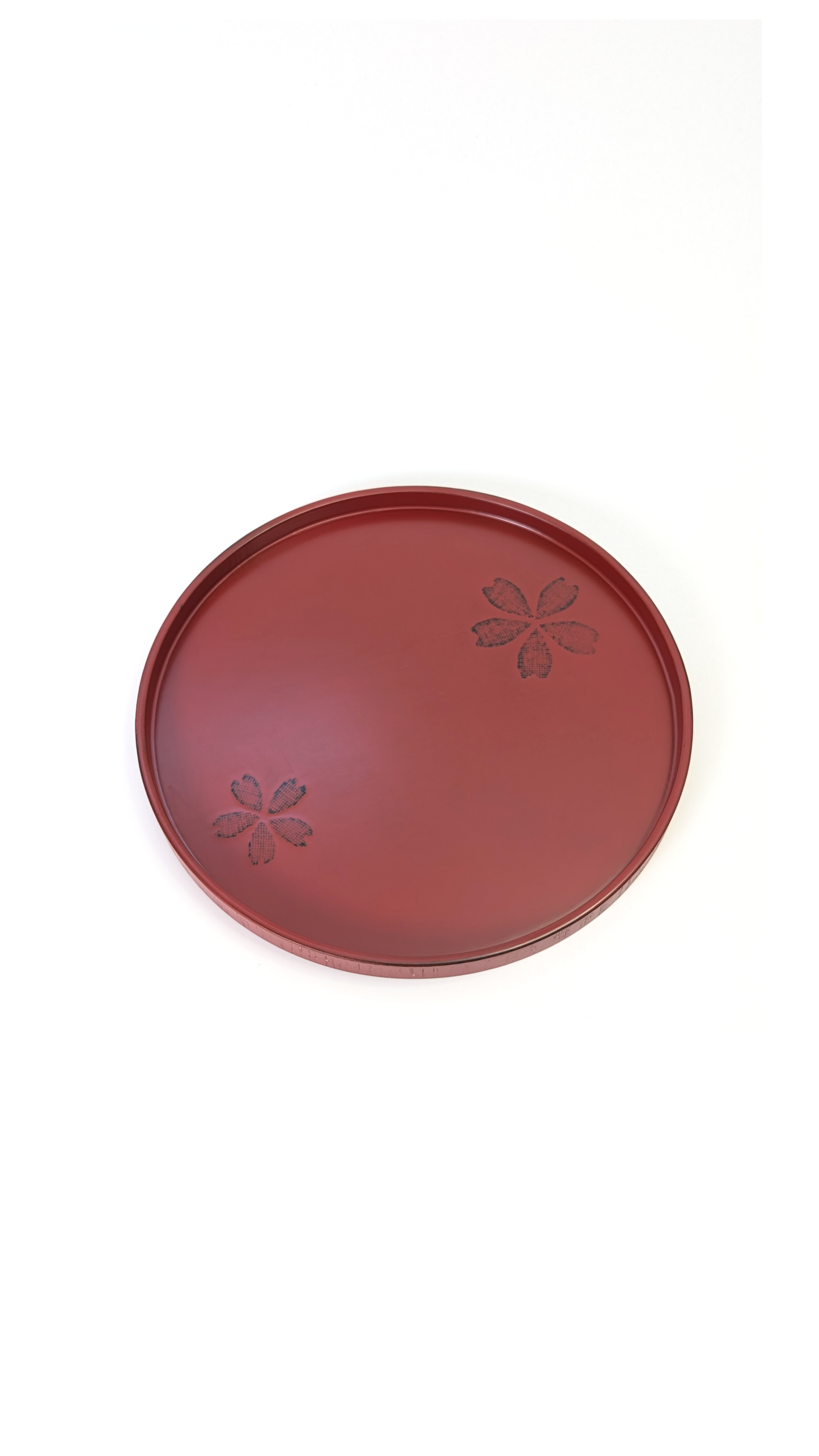 Urushi Wooden Round Tea Tray Red