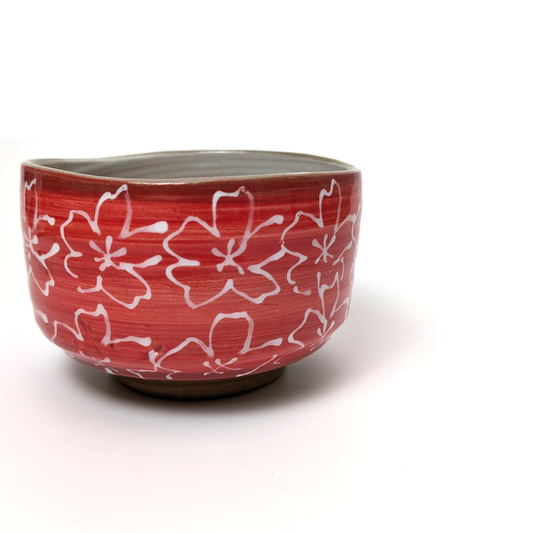 "Maizakura" Mino Ware Handmade Matcha Tea Bowl Red