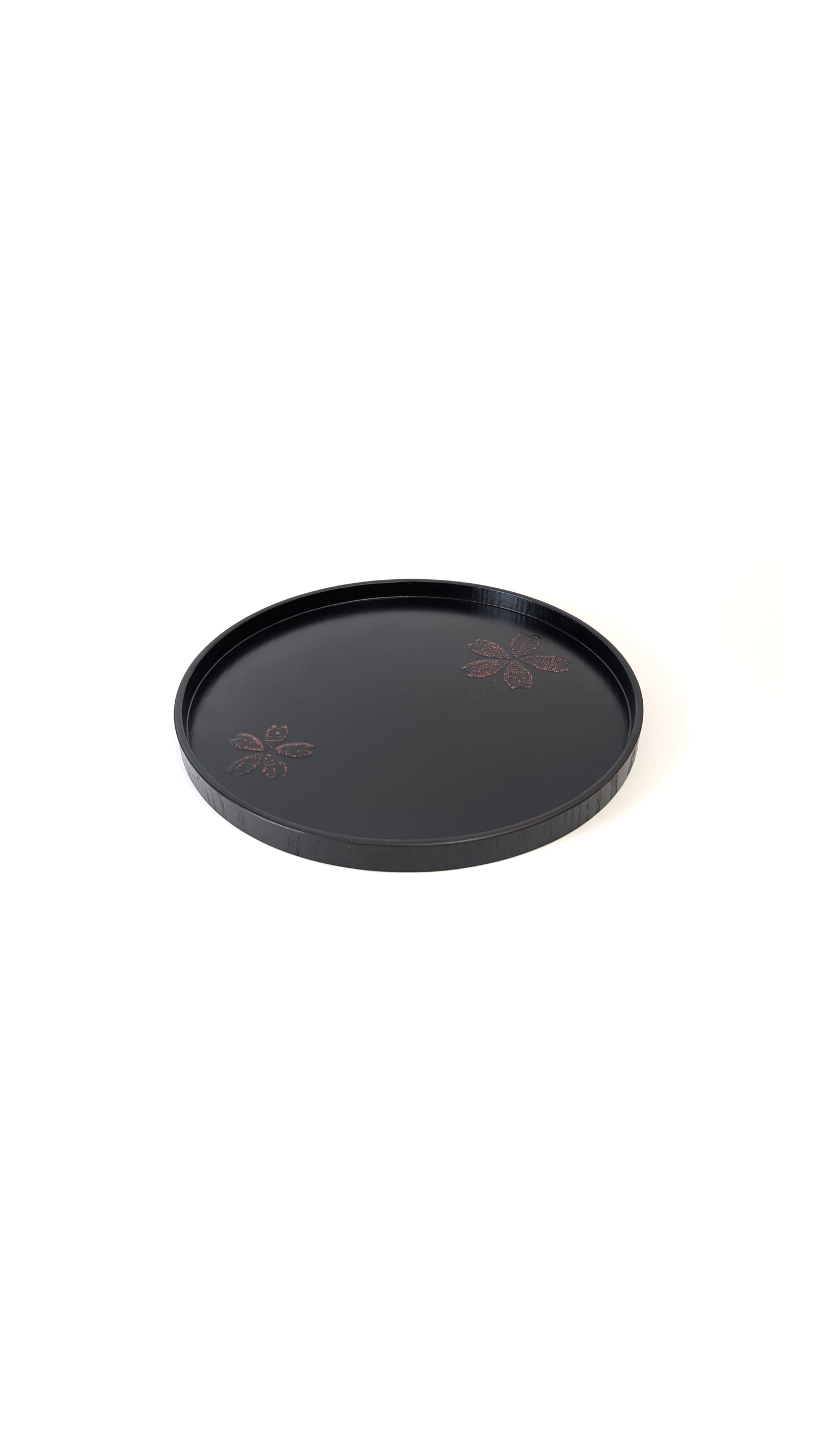 Urushi Wooden Round Tea Tray Black