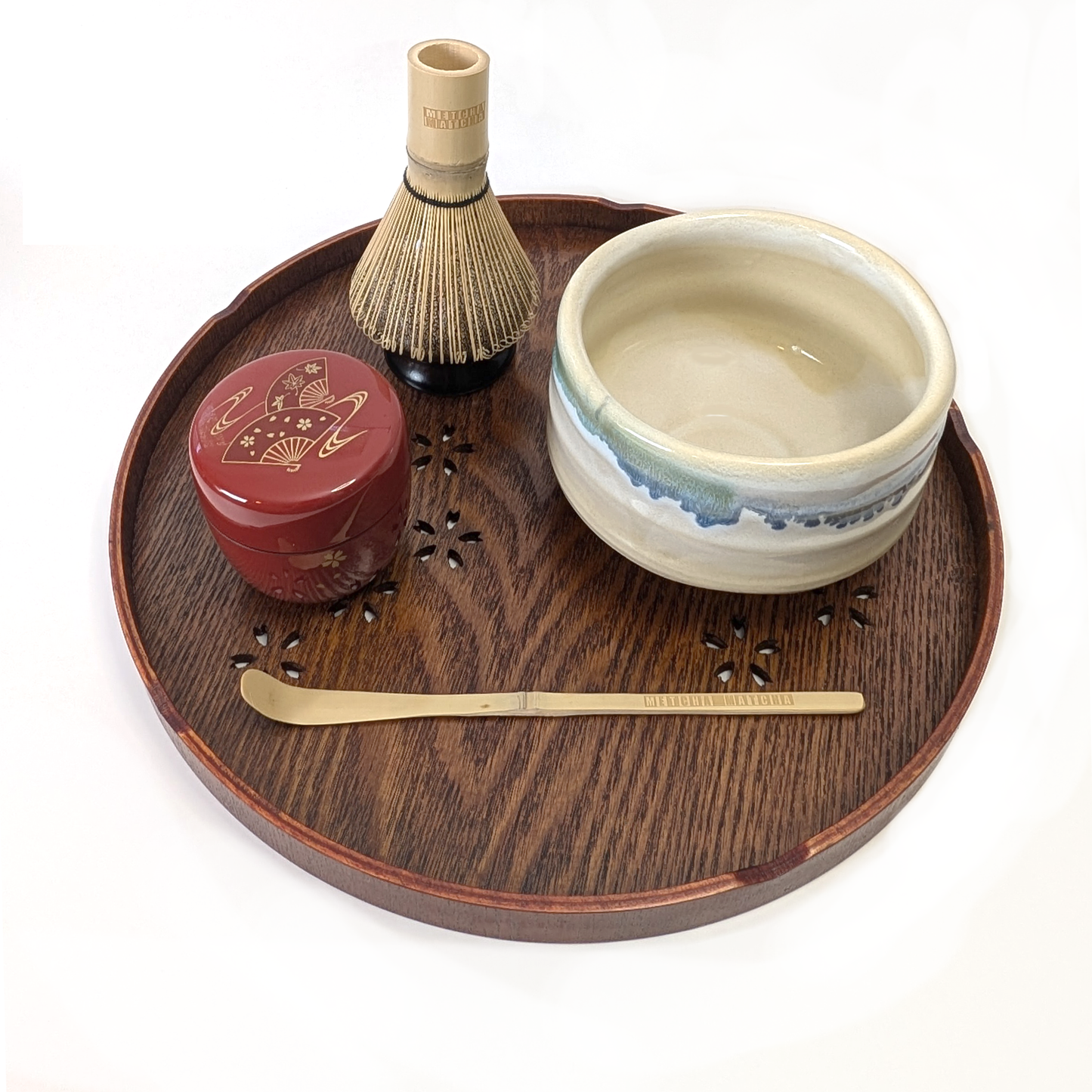 Urushi Wooden Round Tea Tray Brown