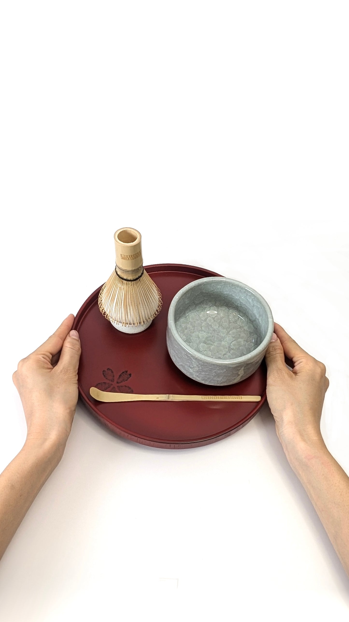 Urushi Wooden Round Tea Tray Red