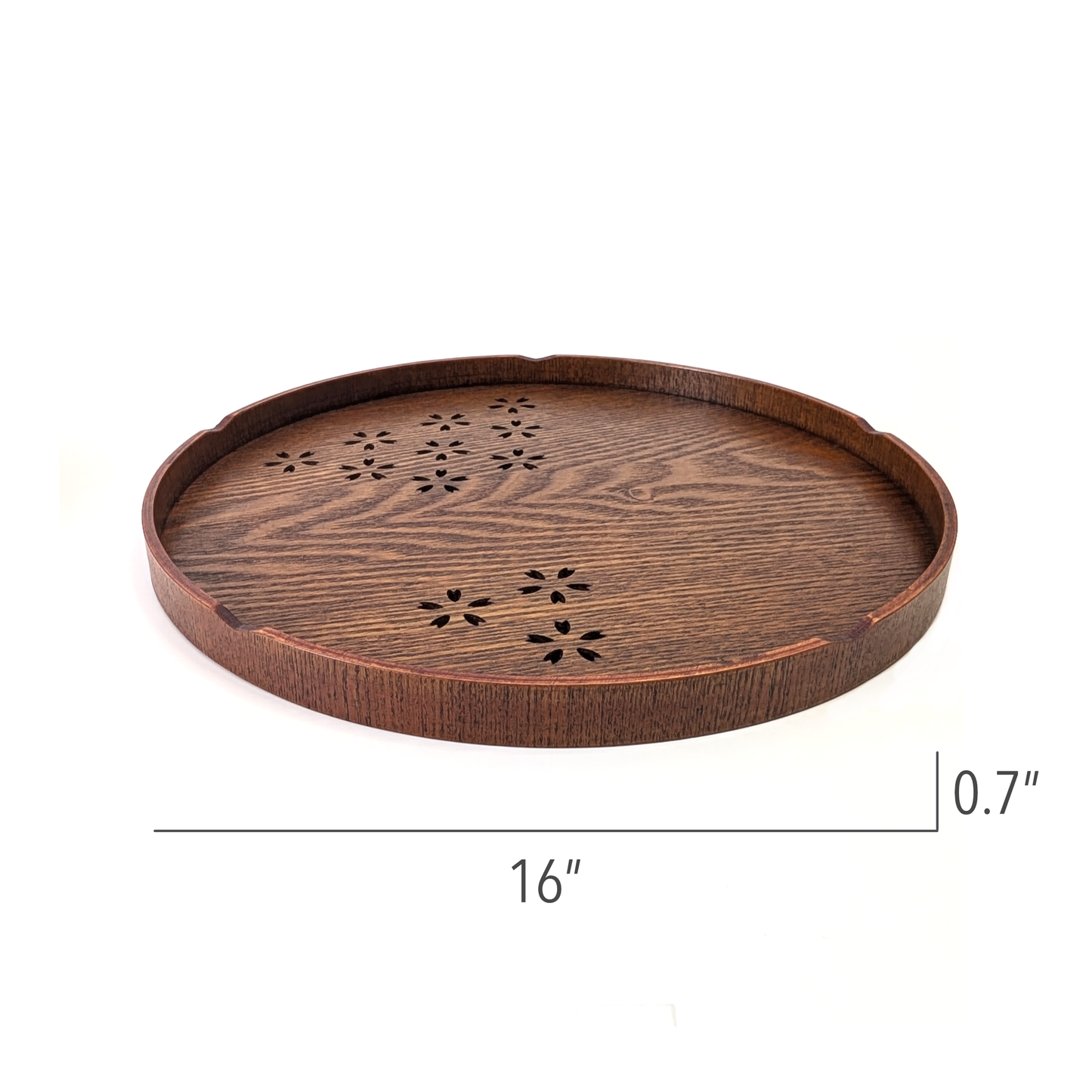 Urushi Wooden Round Tea Tray Brown