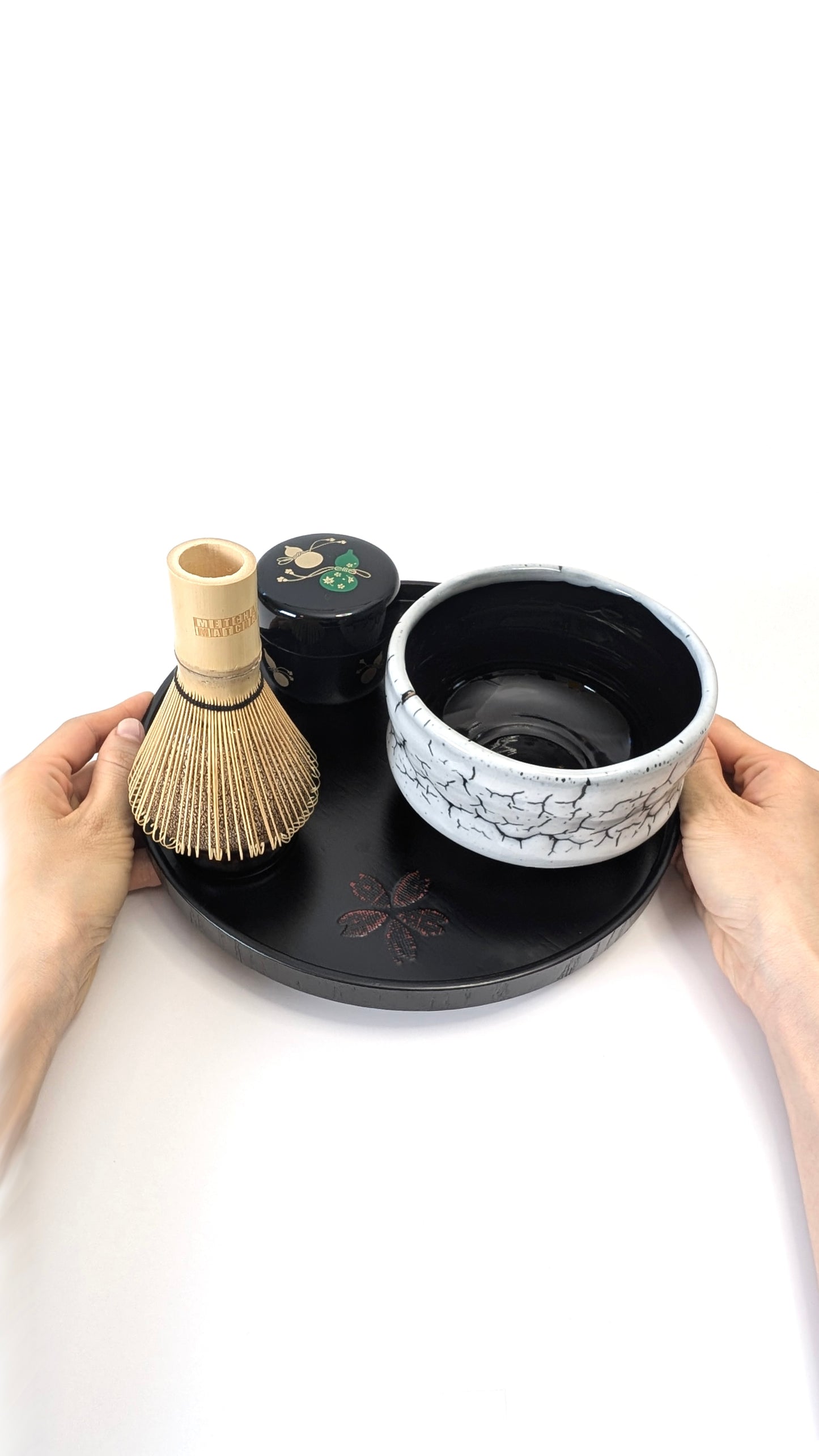 Urushi Wooden Round Tea Tray Black