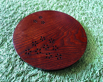 Urushi Wooden Round Tea Tray Brown