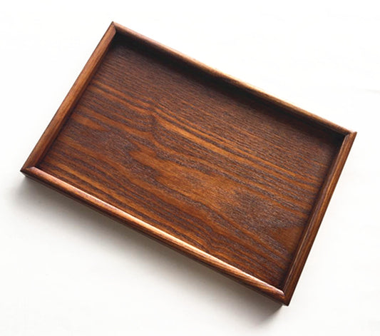 Urushi Wooden Rectangular Tea Tray Brown